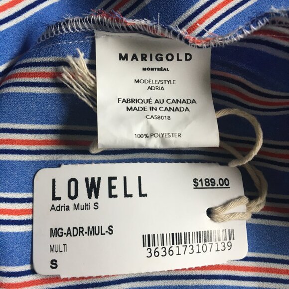 NWT Marigold Marilyne Baril stripe flowy dress Lowell Adria Small Made in Canada - Picture 5 of 5